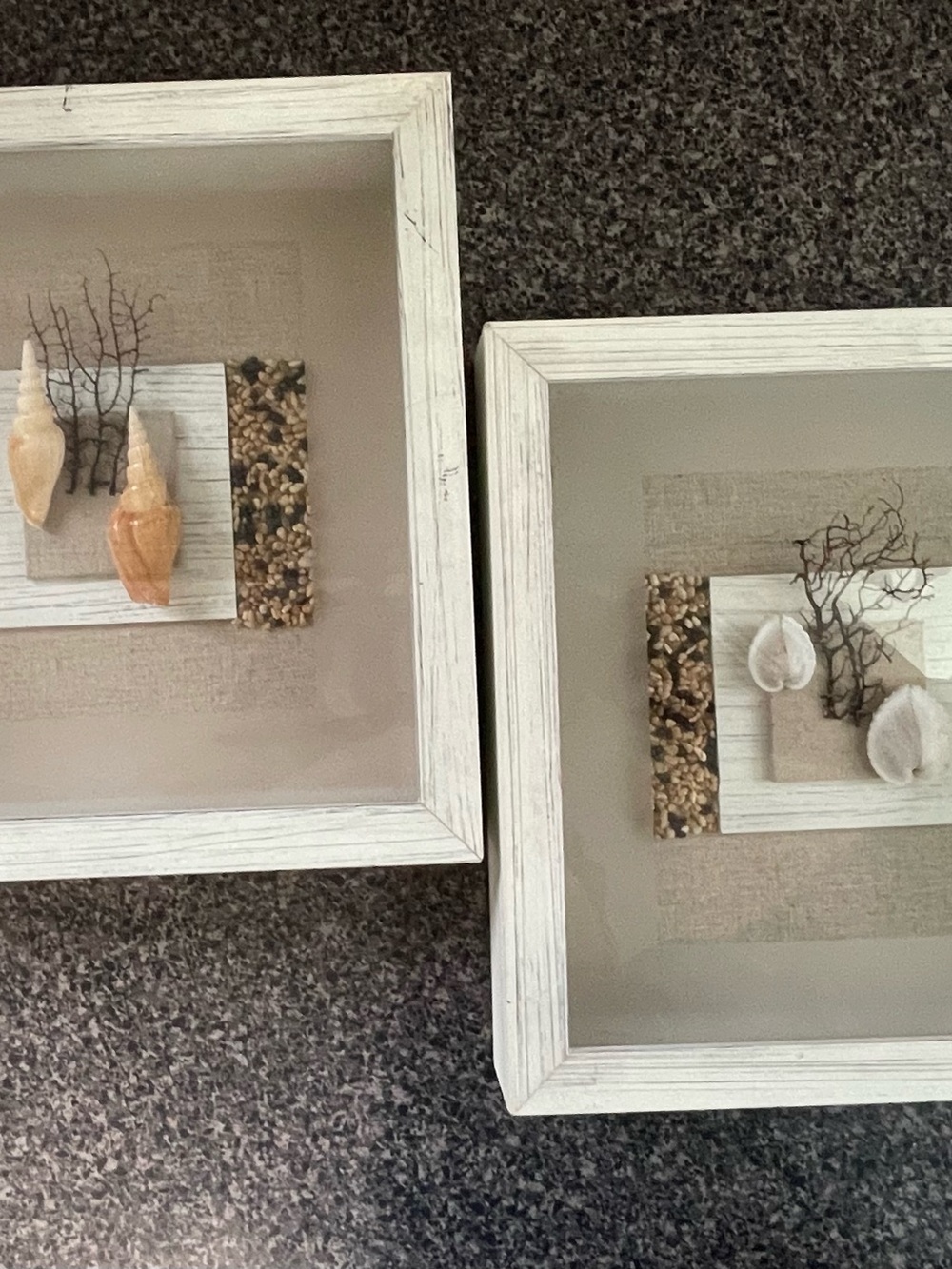 Lot of 2 Beach Themed Nautical Shadow Box Decorations Wall Decor 11x11